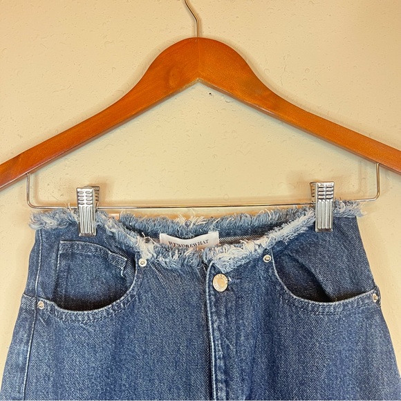 We Wore What Hi Rise Frayed Waistband Straight Women’s Indigo Jeans Sz 24 NWT - Picture 10 of 15